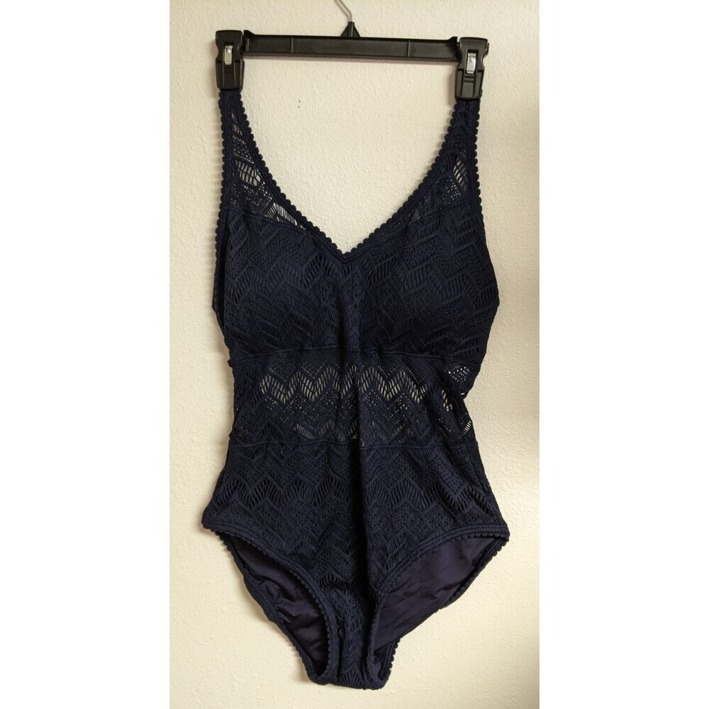 NWT~SOMA Swim Crochet One Piece Swimsuit in Nightfall Navy Size 12